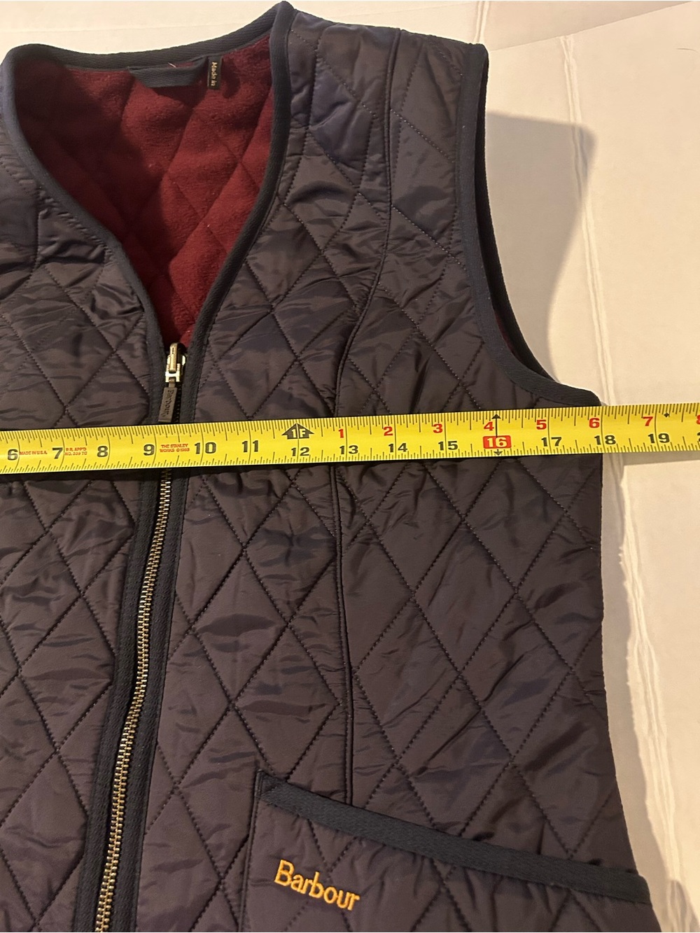 Barbour Betty Fleece Lined Quilted Vest Gilet Navy Burgundy US 6 UK10 Equestrian - Picture 3 of 10